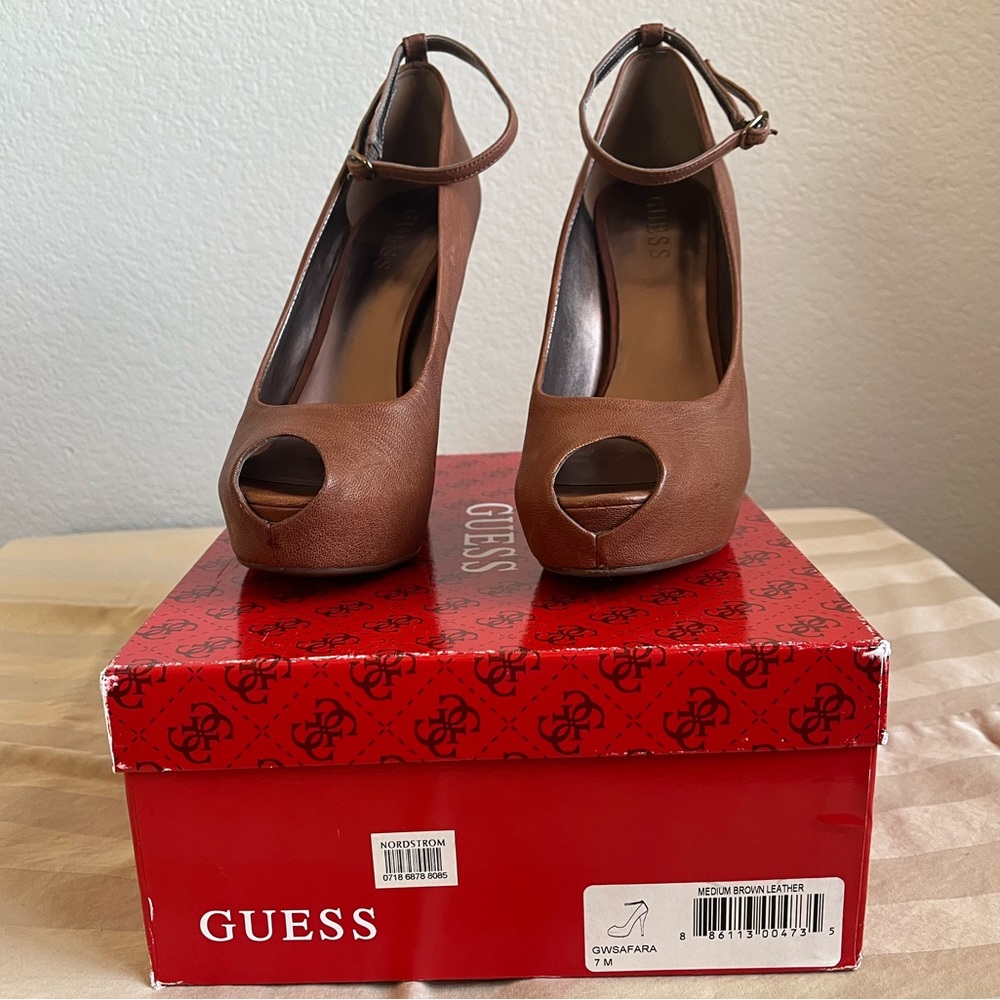 High Heels 👠 Guess Brand Medium Brown Leather